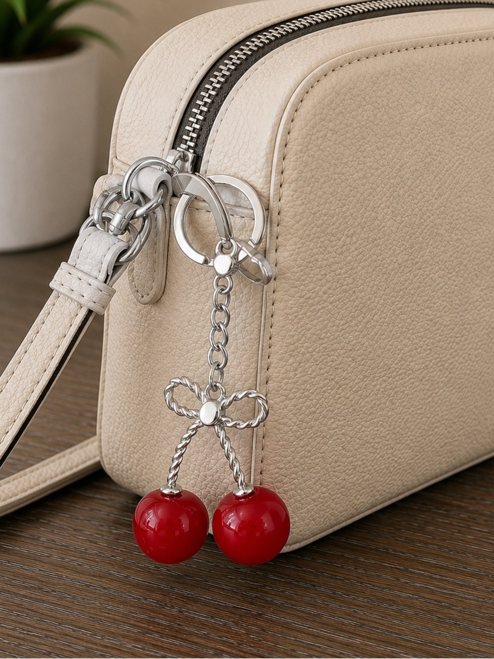 Cherry bag charm key chain